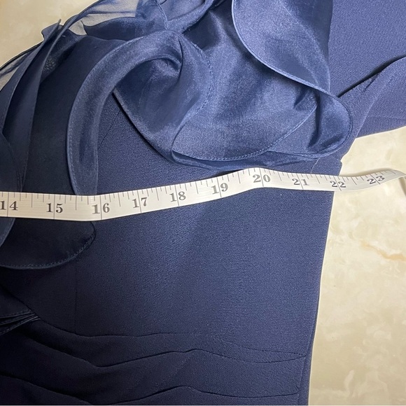 Alexander by Daymor Navy Blue Ruffled Off The Shoulder Sheath Dress 1257 Size 16 - Picture 14 of 16